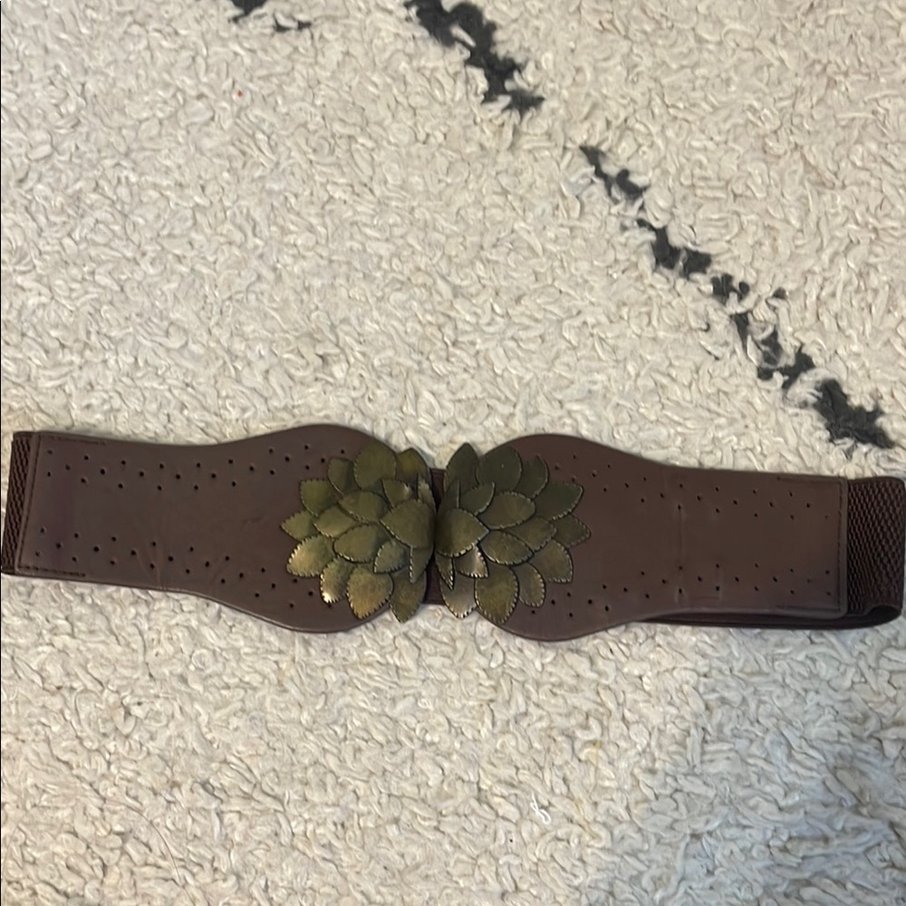 Brown Belt with Gold Leaf Buckle